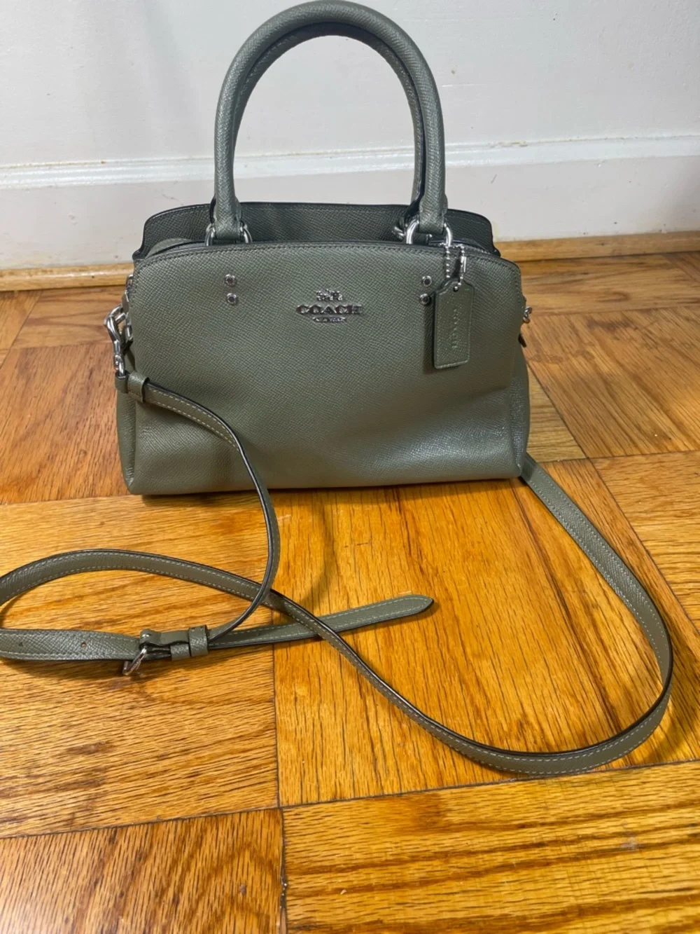 Coach Leather Mini LILLE CRY Olive Green Women's Satchel crossbody bag